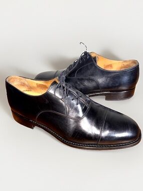 Harris Belfieore Mens 9.5 Captoe Oxford Dress Shoes Italy black leather